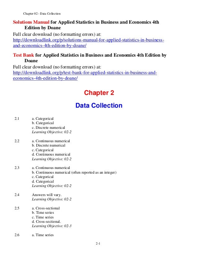 Applied Statistics for Economics and Business
